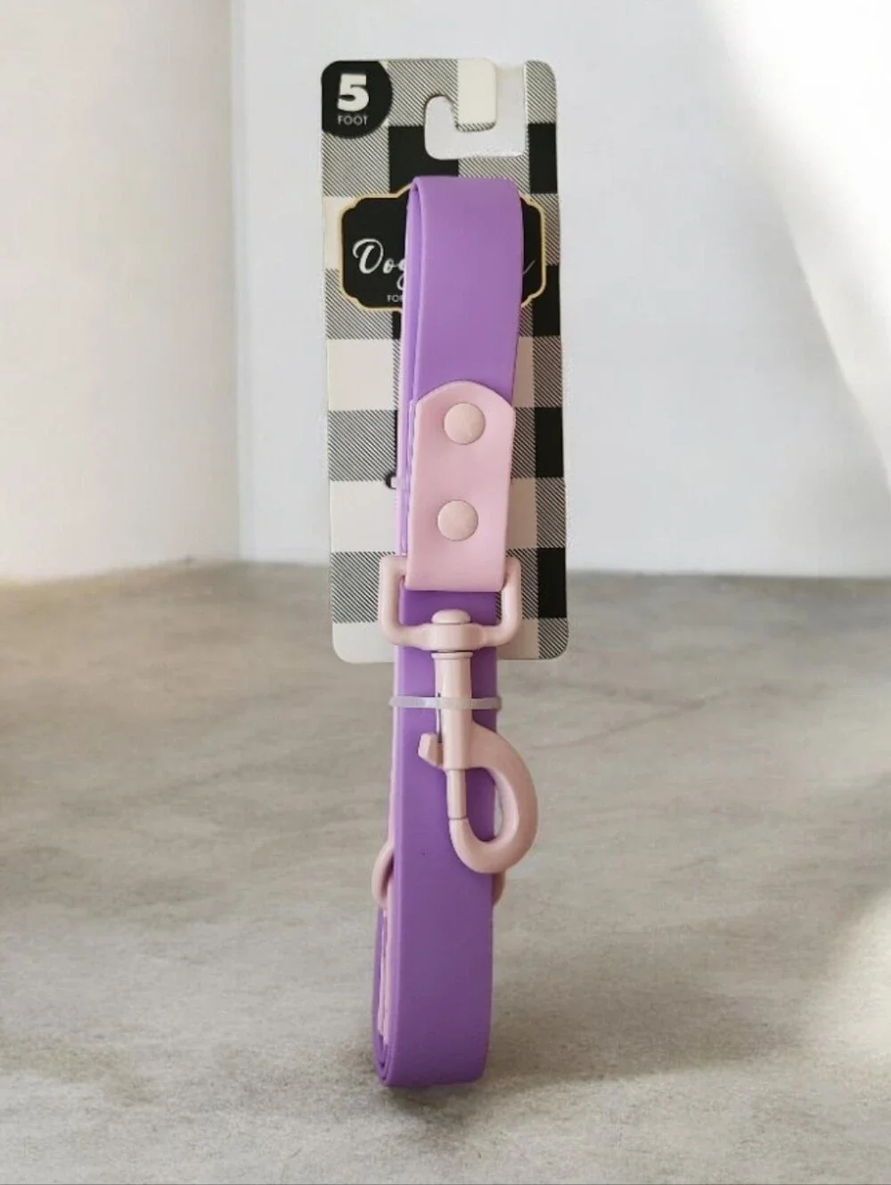 Lavender Silicone Dog Leash & Collar Pale Pink Hardware